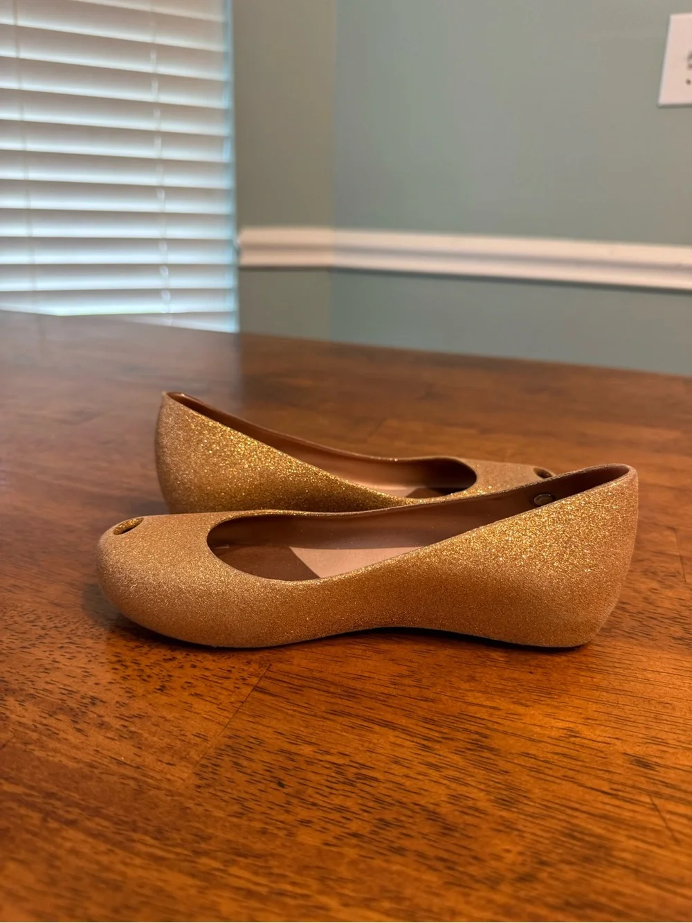 Mini Melissa Ultragirl Basic Girls Gold Glitter Jelly Ballet Flats Size 13
